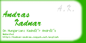 andras kadnar business card